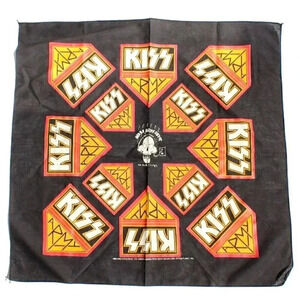 Vtg 1996 KISS Band ARMY Depot No Substitues BANDANA Scraf HeadBand 20"X20.5"